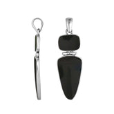 Sterling Silver Black Shell Geometric Dual Design Pendant With Elegant Finish.
